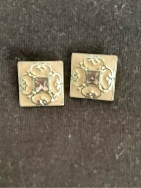 Square Pink Enamel and Silver Filigree Dots compatible with Style Dots Jewelry